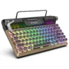 Retro Typewriter Keyboard, Typewriter Vintage with Upgraded Mechanical Bluetooth 5.0,Multi Devices Connection Classical Wooden,Punk Round Keys for Desktop PC/Laptop Mac IPAD (Wood+Palm Rest)