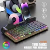 Retro Typewriter Keyboard, Typewriter Vintage with Upgraded Mechanical Bluetooth 5.0,Multi Devices Connection Classical Wooden,Punk Round Keys for Desktop PC/Laptop Mac IPAD (Wood+Palm Rest)
