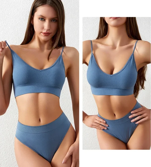 Sexy G-String Women Bra Panties Set Push Up Sports Bra Set Seamless Active Bra Thong Lingerie Set Fitness Crop Top Underwear XXL