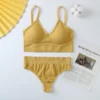 Sexy G-String Women Bra Panties Set Push Up Sports Bra Set Seamless Active Bra Thong Lingerie Set Fitness Crop Top Underwear XXL