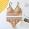 Sexy G-String Women Bra Panties Set Push Up Sports Bra Set Seamless Active Bra Thong Lingerie Set Fitness Crop Top Underwear XXL