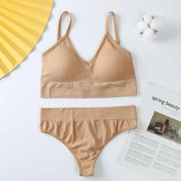 Sexy G-String Women Bra Panties Set Push Up Sports Bra Set Seamless Active Bra Thong Lingerie Set Fitness Crop Top Underwear XXL