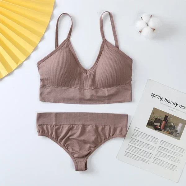 Sexy G-String Women Bra Panties Set Push Up Sports Bra Set Seamless Active Bra Thong Lingerie Set Fitness Crop Top Underwear XXL