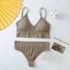 Sexy G-String Women Bra Panties Set Push Up Sports Bra Set Seamless Active Bra Thong Lingerie Set Fitness Crop Top Underwear XXL