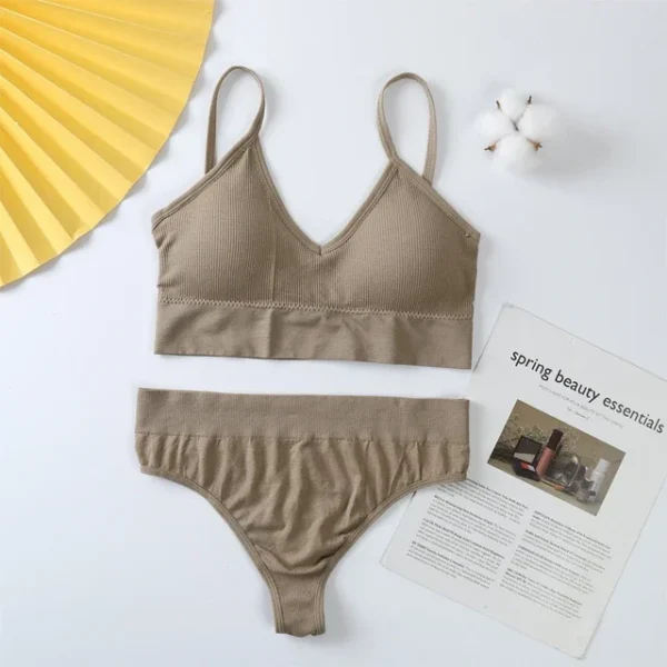 Sexy G-String Women Bra Panties Set Push Up Sports Bra Set Seamless Active Bra Thong Lingerie Set Fitness Crop Top Underwear XXL