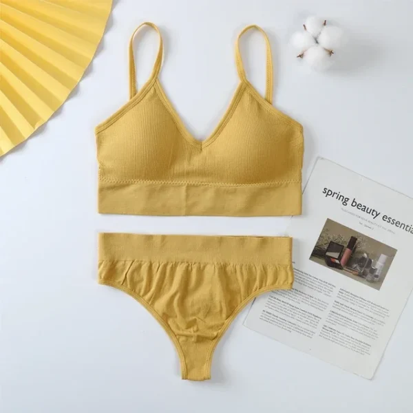 Sexy G-String Women Bra Panties Set Push Up Sports Bra Set Seamless Active Bra Thong Lingerie Set Fitness Crop Top Underwear XXL