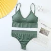 Sexy G-String Women Bra Panties Set Push Up Sports Bra Set Seamless Active Bra Thong Lingerie Set Fitness Crop Top Underwear XXL