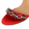 Soft Silk Open Toe Women Sandals 2025 Summer Luxury Crystal Ankle Buckle High Heels Shoes Bride Party Lady Green Red Black Pumps