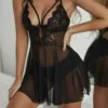 Women's Sexy Lace Nightdress Women's Bow Lingerie Pajamas Set Babydoll Costumes Erotic Hot Dresses Exotic Pajamas Sex Sleepwear