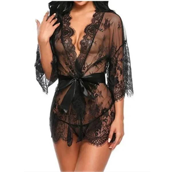 Women's Sexy Lace Nightdress Women's Bow Lingerie Pajamas Set Babydoll Costumes Erotic Hot Dresses Exotic Pajamas Sex Sleepwear