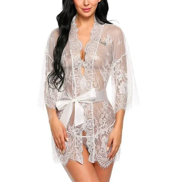 Women's Sexy Lace Nightdress Women's Bow Lingerie Pajamas Set Babydoll Costumes Erotic Hot Dresses Exotic Pajamas Sex Sleepwear