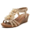 Women's Shoes 2023 Fashion Summer Retro Flower Sandals Large Size Women's Shoes Beach Shoes