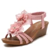 Women's Shoes 2023 Fashion Summer Retro Flower Sandals Large Size Women's Shoes Beach Shoes