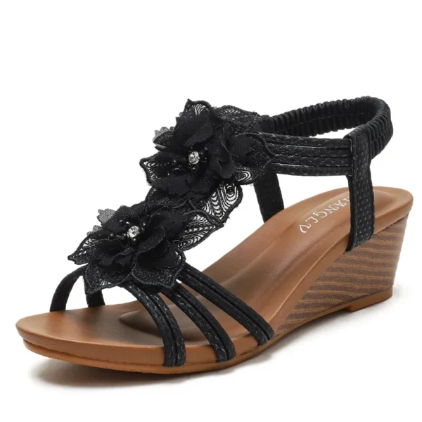 Women's Shoes 2023 Fashion Summer Retro Flower Sandals Large Size Women's Shoes Beach Shoes