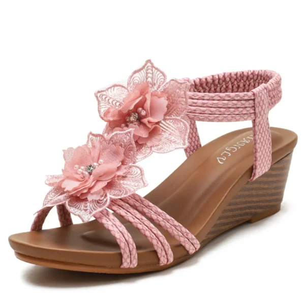 Women's Shoes 2023 Fashion Summer Retro Flower Sandals Large Size Women's Shoes Beach Shoes