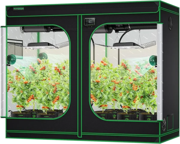 osun S848 4X8 Grow Tent, 96""X48""X80"" High Reflective Mylar With Observation Window And Floor Tray For Hydroponics Indoor