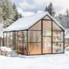 8x12 FT Greenhouse for Outdoors, Quick Setup Polycarbonate Greenhouse with Roof Vent, Aluminum Large Walk-in Greenhouse