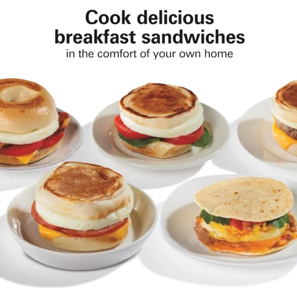 Dual Breakfast Sandwich Maker with Timer, Silver