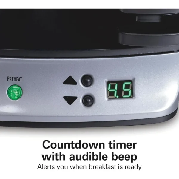 Dual Breakfast Sandwich Maker with Timer, Silver