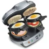 Dual Breakfast Sandwich Maker with Timer, Silver