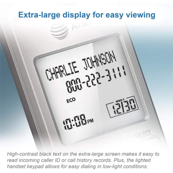 EL51203 2 Handset DECT 6.0 Cordless Home Phone Full-Duplex Handset Speakerphone, Backlit Display, Lighted Keypad, Caller ID/Call