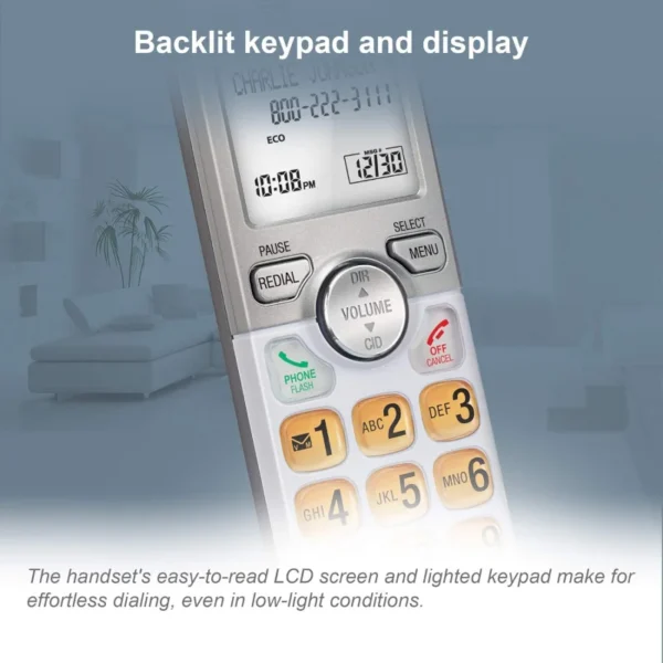 EL51203 2 Handset DECT 6.0 Cordless Home Phone Full-Duplex Handset Speakerphone, Backlit Display, Lighted Keypad, Caller ID/Call
