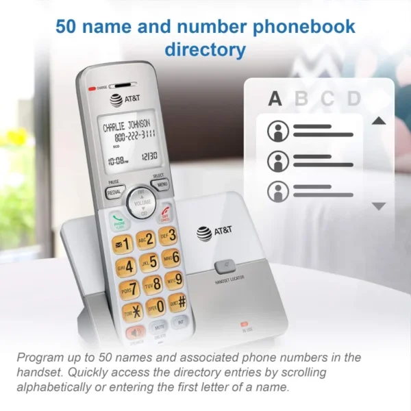 EL51203 2 Handset DECT 6.0 Cordless Home Phone Full-Duplex Handset Speakerphone, Backlit Display, Lighted Keypad, Caller ID/Call