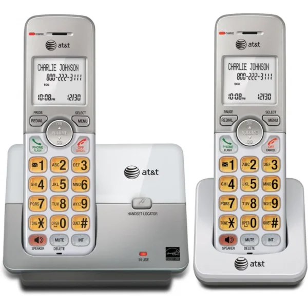 EL51203 2 Handset DECT 6.0 Cordless Home Phone Full-Duplex Handset Speakerphone, Backlit Display, Lighted Keypad, Caller ID/Call