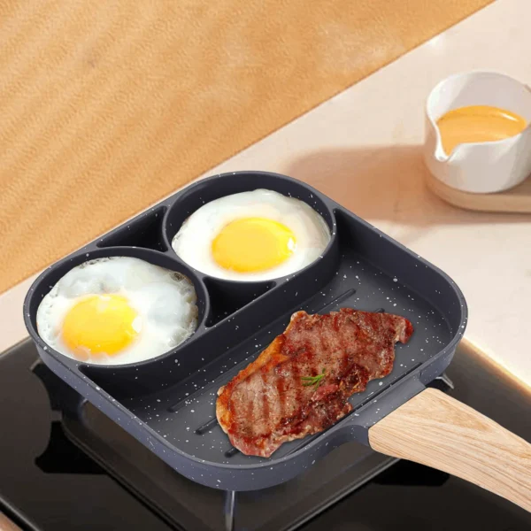 Non-Stick Breakfast Pan Three-In-One Non-Stick Pan Multi-Function Omelette Pan Artifact Induction Cooker Flat Bottom Small Fry