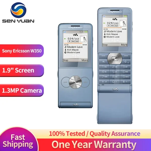 Original Sony Ericsson W350 2G GSM Mobile Phone 1.9'' TFT Display 1.3MP Camera FM Radio Bluetooth Flip sony erisson w350 phone