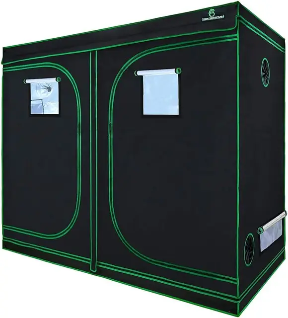 Reflective Polyester Film Hydroponic Planting Tent with Observation Window, Waterproof Floor Tray, 96x48x80 Inch