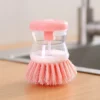 2024 New Kitchen Wash Pot Dish Brush Washing Utensils With Washing Up Liquid Soap Dispenser Household Cleaning Accessories