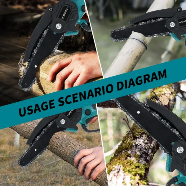 YOFIDRA Mini 6 Inch Electric Chainsaw Cordless Cutter Pruner Chain Saw With Temperature Controlled Motor For Makita 18V Battery