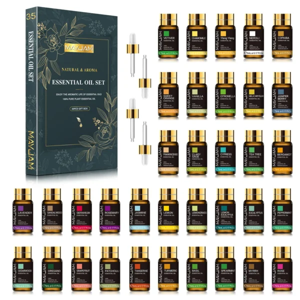 MAYJAM 35pcs/set Essential Oils For Diffuser DIY Making Scent Candle Massage Burner Air freshener Aroma Oil Gift Box