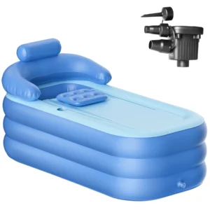 63" Inflatable Folding Bathtub for Adults,  Portable Foldable Tub with Electric Air Pump, SPA Freestanding Soaking Barrel