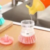 2024 New Kitchen Wash Pot Dish Brush Washing Utensils With Washing Up Liquid Soap Dispenser Household Cleaning Accessories