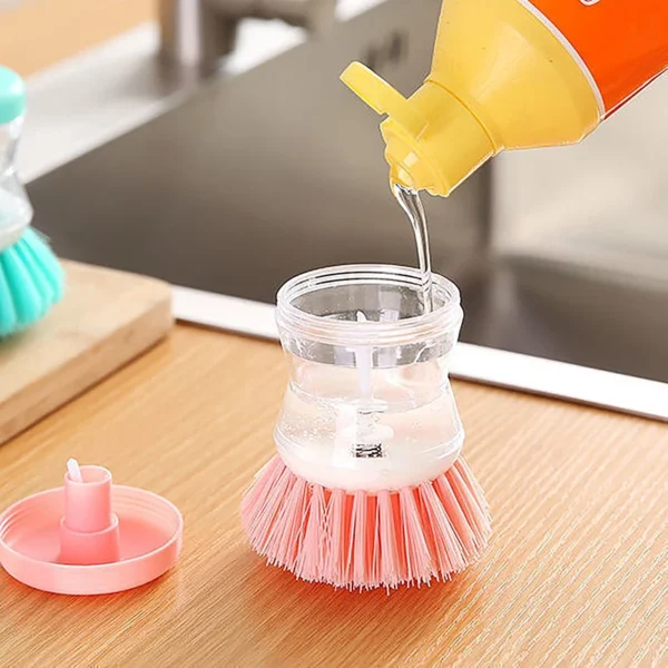 2024 New Kitchen Wash Pot Dish Brush Washing Utensils With Washing Up Liquid Soap Dispenser Household Cleaning Accessories