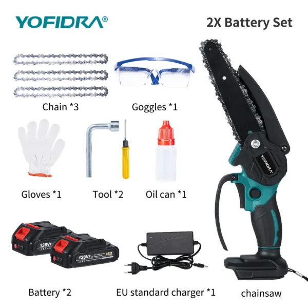 YOFIDRA Mini 6 Inch Electric Chainsaw Cordless Cutter Pruner Chain Saw With Temperature Controlled Motor For Makita 18V Battery