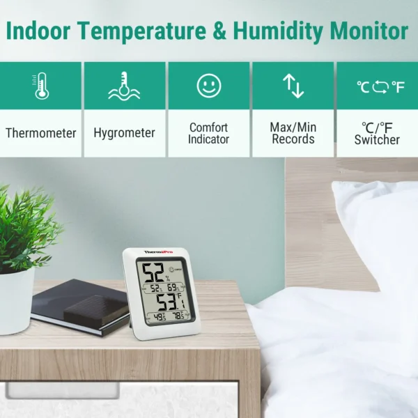 TP50 Digital Indoor Thermometer Hygrometer Temperature Humidity Monitor Air humidity meter Temperature meter Meat probe Ecowitt
