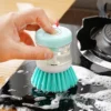 2024 New Kitchen Wash Pot Dish Brush Washing Utensils With Washing Up Liquid Soap Dispenser Household Cleaning Accessories