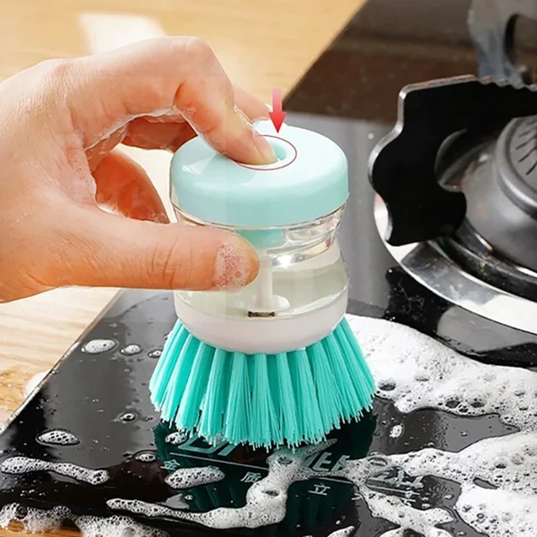 2024 New Kitchen Wash Pot Dish Brush Washing Utensils With Washing Up Liquid Soap Dispenser Household Cleaning Accessories