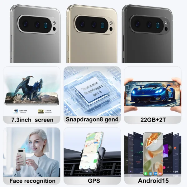 Pixel 9 Pro XL Smartphone 7.3inch Global Version 22G+2TB Snapdragon8 gen4 10core Android15 72+108MP 4G/5G Cellphone Mobile Phone