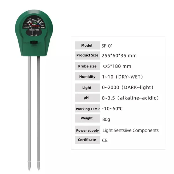 529702924 Soil Tester 3 in 1 Soil Moisture PH Meter Acidity Humidity Flower Tester Temperature Acidity Measurement Tool