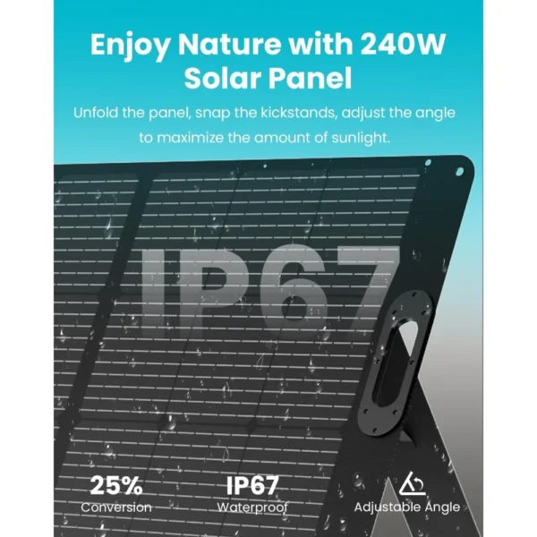 Solar Generator Mega 1 1024Wh with 240W Solar Panel, LFP Battery 2000W Portable Power Station Fast Charging to 100% within an