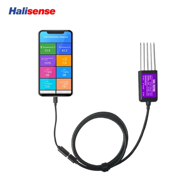 Temperature Moisture EC PH NPK Soil Tester Portable USB Type-C 8 in 1 Soil Sensor with Free Android App