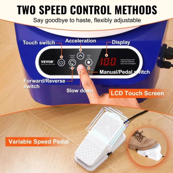 VEVOR Pottery Wheel Machine 10in Ceramic Wheel Foot Pedal Touch Screen 350W 3Leg Blue for  Ceramic Working Forming DIY Art Craft