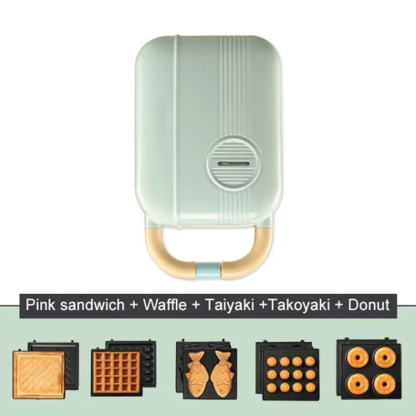 DMWD Multi-Function Breakfast Maker Electric Sandwich Machine  Waffle Donuts  Octopus Balls Taiyaki Light Food Machine 5 Plates