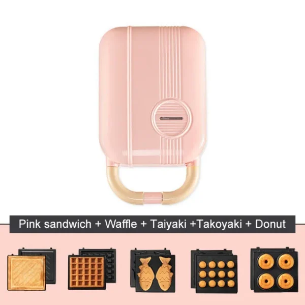 DMWD Multi-Function Breakfast Maker Electric Sandwich Machine  Waffle Donuts  Octopus Balls Taiyaki Light Food Machine 5 Plates