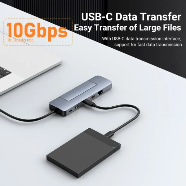 534206530 4K60Hz 8-in-1 USB C Hub with M.2 NVMe/SATA SSD Enclosure