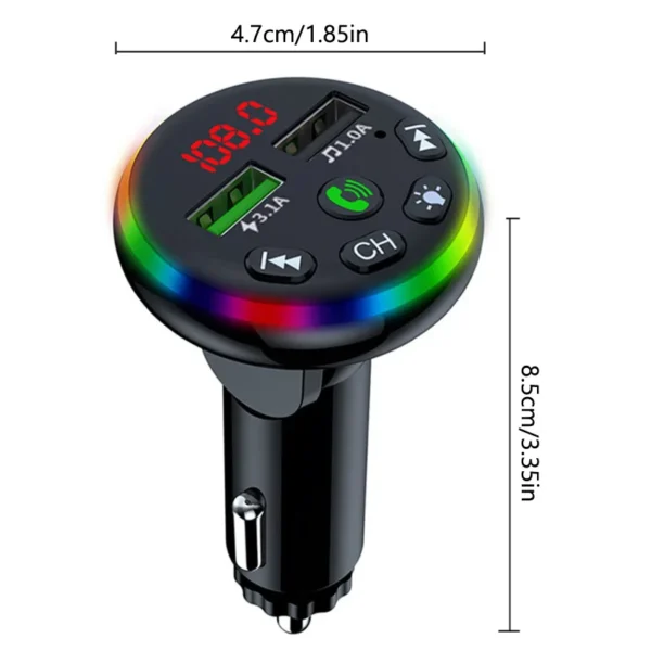 Car FM Transmitter Dual USB Fast Charging Phone Charger Adapter Wireless Handsfree Calling Car Kit MP3 Player